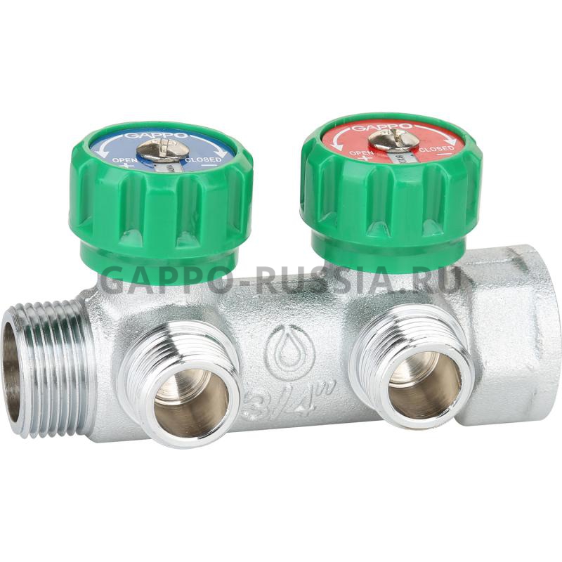 Коллектор регулирующий ВР-НР Gappo G1001.02 3/4\"x1/2\"х2 вых