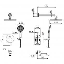 Душевой комплект Gappo G7106-143