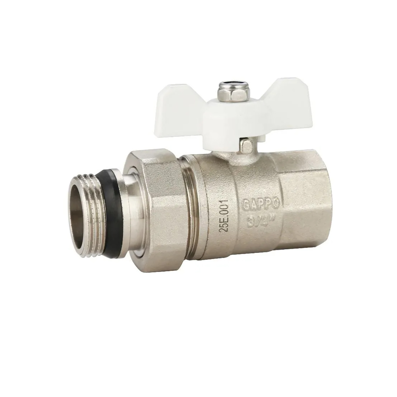 Кран-бабочка шаровой прямой EPDM со сгоном ВР/НР 3/4"x3/4" Gappo G214.05 уп. 10 шт.