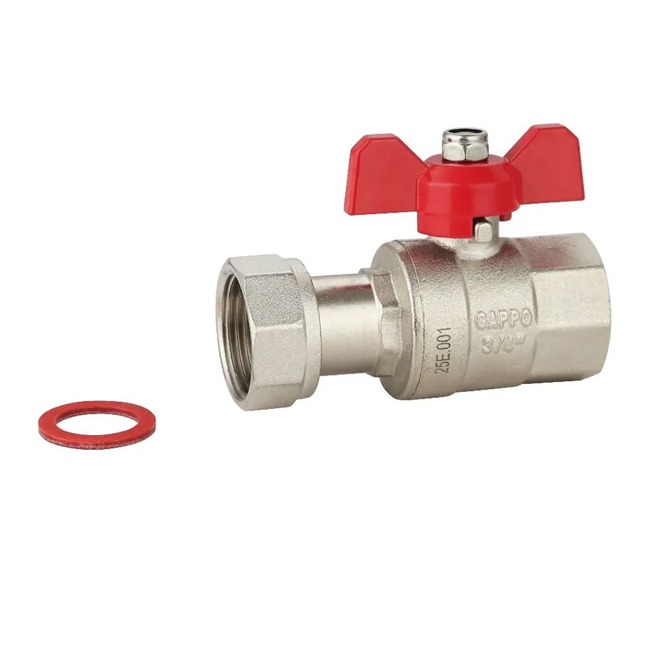 Кран-бабочка шаровой прямой с накидной гайкой ВР/ВР 3/4"x3/4" Gappo G216.05 уп. 10 шт.
